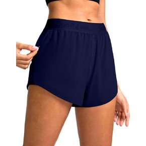 Soothfeel Women's Running Athletic Shorts with Zipper Pocket 3" Quick Dry Gym Workout Shorts for Women with Liner