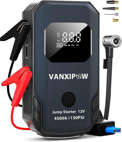 Z8 4500A Portable Car Battery Jump Starter with Air Compressor 150PSI (9.0 L Gas/8.0L Diesel), Jump Starter Battery Pack with 400 Lm LED Light, 12V Jump Box with Large LED Display, Power Bank in Saudi Arabia
