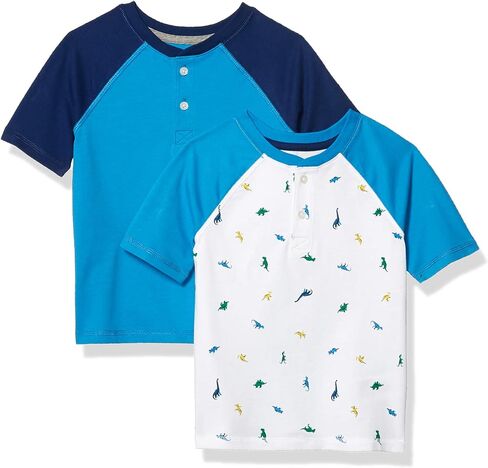 Amazon Essentials Boys and Toddlers' Short-Sleeve Henley T-Shirts, Pack of 2 in Saudi Arabia