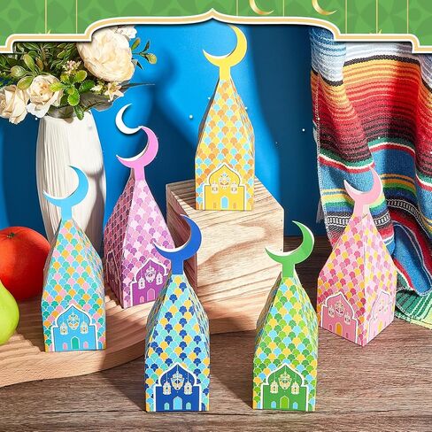 كريتكين 60 قطعة من صناديق هدايا رمضان الجملون، صناديق هدايا عيد مبارك، صناديق هدايا عيد مبارك، هدايا عيد مبارك، هدايا عيد مبارك لحفلات رمضان، مستلزمات حلوى الأطفال، 6 تصميمات in Kuwait