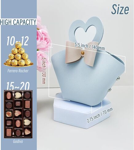 10 pack Mini PU Leather Gift Boxes with Handle, Reusable Leather Small Party Favor Box, Exquisite Mini Handbag Gift Bags for Wedding Bridal Shower Baptism Baby Shower Birthday Party Decoration Supplies Baby Blue in Saudi Arabia