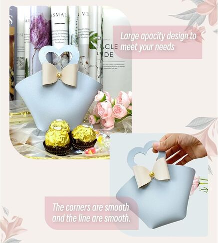 10 pack Mini PU Leather Gift Boxes with Handle, Reusable Leather Small Party Favor Box, Exquisite Mini Handbag Gift Bags for Wedding Bridal Shower Baptism Baby Shower Birthday Party Decoration Supplies Baby Blue in Saudi Arabia