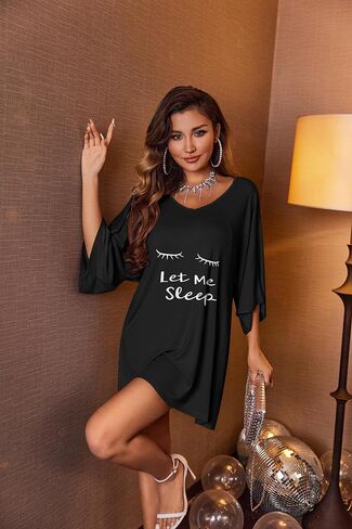 Ekouaer Womens Sleepshirt Short Sleeve Nightgown Loose Modal Pajamas Oversized Sleepwear Soft Batwing Nightshirt Black Cat Print XX-Large in Saudi Arabia