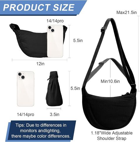 Crossbody Bag Hobo Sling Crescent Bag Women Men Trendy Small Shoulder Bag Purse Dumpling Bag Casual Handbag Adjustable Strap in Saudi Arabia