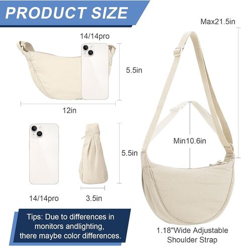 Crossbody Bag Hobo Sling Crescent Bag Women Men Trendy Small Shoulder Bag Purse Dumpling Bag Casual Handbag Adjustable Strap in Saudi Arabia