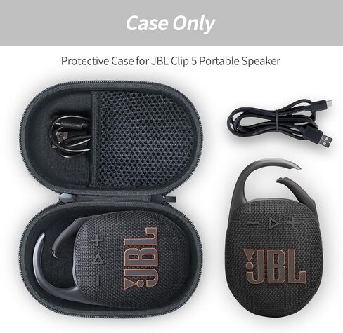 حافظة لمكبر صوت بلوتوث محمول JBL Clip 5، غطاء لمكبر صوت JBL Clip 5، ميزة مقاومة للماء والغبار، للمنزل والخارج والسفر (أسود) - صندوق فقط in Saudi Arabia