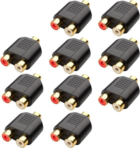 كابل ماترز 10 عبوات مطلية بالذهب بمقبس ستيريو 3.5 ملم إلى 2-RCA in Saudi Arabia