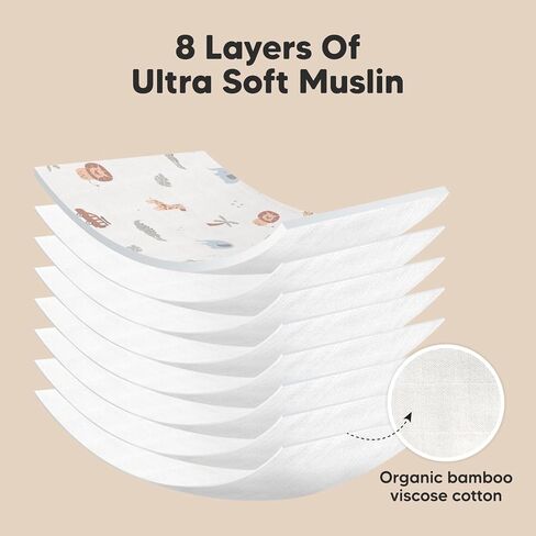 KeaBabies 5-Pack Muslin Baby Burp Cloths and 8-Pack Baby Bibs for Boys, Girls - Organic White Bamboo Viscose Cotton Burp Cloth - Pull-on Bibs, Baby Bandana Bibs For Drooling And Teething in Saudi Arabia