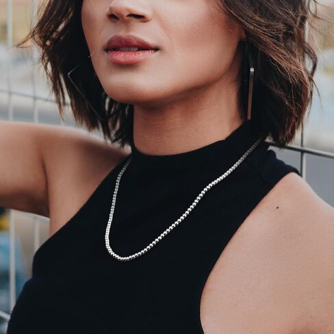 AMITER Gold/Silver Painted Bead Necklace, 3mm/ 4mm/ 5mm/ 6mm/ 8mm Ball Beaded Chain Necklaces for Women & Men in Kuwait