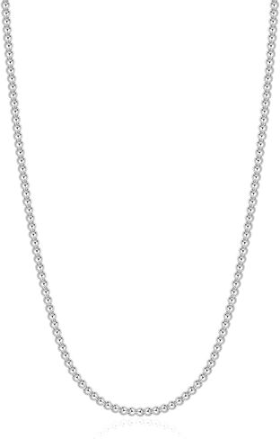 AMITER Gold/Silver Painted Bead Necklace, 3mm/ 4mm/ 5mm/ 6mm/ 8mm Ball Beaded Chain Necklaces for Women & Men in Kuwait