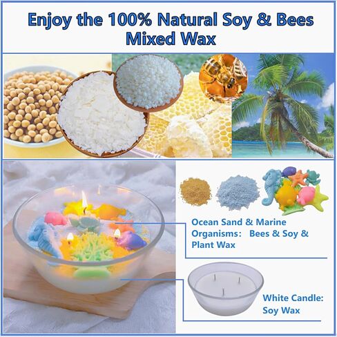 Sibinsy Scented White Candles Blue Beach Ocean Candle Towel Gift Set Beeswax Soy Candles NW 14OZ New Home Gift Ideas Teacher Thank You Gifts Coworker Goodbye Gifts in Saudi Arabia