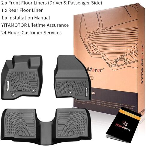 سجادات أرضية YITAMOTOR متوافقة مع سيارة Ford Explorer 2015-2019 بدون وحدة التحكم المركزية للصف الثاني، وبطانات أرضية ملائمة للصف الأول والثاني حماية من جميع الأحوال الجوية، أسود in Kuwait