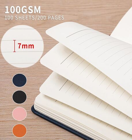 دفتر يوميات مبطن، دفتر ملاحظات جلدي مخطط A5 مع غطاء قلم، 200 صفحة / 100 جرام في المتر المربع دفاتر ملاحظات ذات غلاف صلب، مجلة يومية للسفر والعمل والمدرسة وتدوين الملاحظات وقواعد الكلية in Kuwait