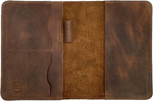 Leather Nomad, Field Notes Cover (3.5 x 5.5 in.) with Card Slots (Notebook Not Included) Refillable Protective Storage for Journal, Full Grain Leather, Handmade, Bourbon Brown in Saudi Arabia