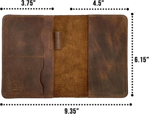 Leather Nomad, Field Notes Cover (3.5 x 5.5 in.) with Card Slots (Notebook Not Included) Refillable Protective Storage for Journal, Full Grain Leather, Handmade, Bourbon Brown in Saudi Arabia