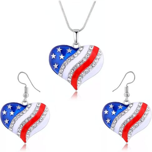 4th of July Earrings for Women - Fourth of July Accessories - Red White and Blue Necklace - American Patriotic Flag Earrings - Stars & Stripes - Memorial Day Earrings - Veterans' Day in Saudi Arabia