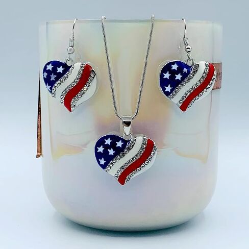 4th of July Earrings for Women - Fourth of July Accessories - Red White and Blue Necklace - American Patriotic Flag Earrings - Stars & Stripes - Memorial Day Earrings - Veterans' Day in Saudi Arabia