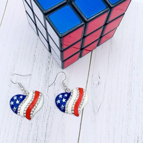 4th of July Earrings for Women - Fourth of July Accessories - Red White and Blue Necklace - American Patriotic Flag Earrings - Stars & Stripes - Memorial Day Earrings - Veterans' Day in Saudi Arabia