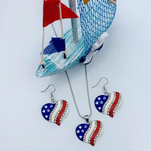 4th of July Earrings for Women - Fourth of July Accessories - Red White and Blue Necklace - American Patriotic Flag Earrings - Stars & Stripes - Memorial Day Earrings - Veterans' Day in Saudi Arabia