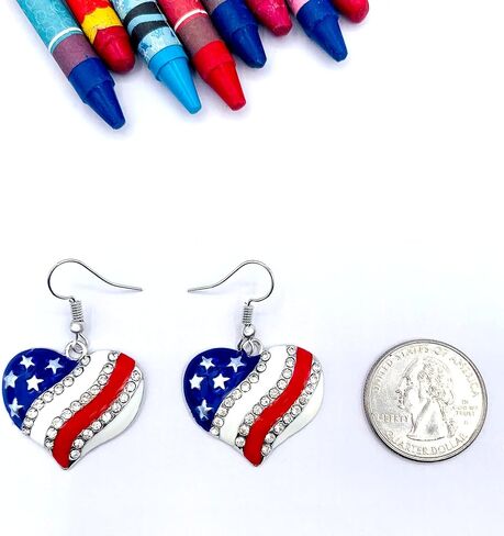 4th of July Earrings for Women - Fourth of July Accessories - Red White and Blue Necklace - American Patriotic Flag Earrings - Stars & Stripes - Memorial Day Earrings - Veterans' Day in Saudi Arabia