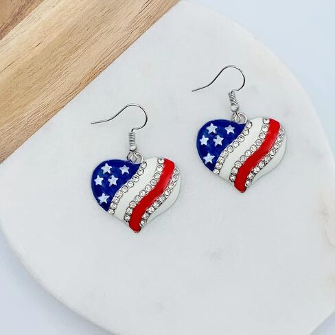 4th of July Earrings for Women - Fourth of July Accessories - Red White and Blue Necklace - American Patriotic Flag Earrings - Stars & Stripes - Memorial Day Earrings - Veterans' Day in Saudi Arabia