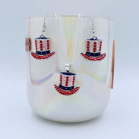 4th of July Earrings for Women - Fourth of July Accessories - Red White and Blue Necklace - American Patriotic Flag Earrings - Stars & Stripes - Memorial Day Earrings - Veterans' Day in Saudi Arabia