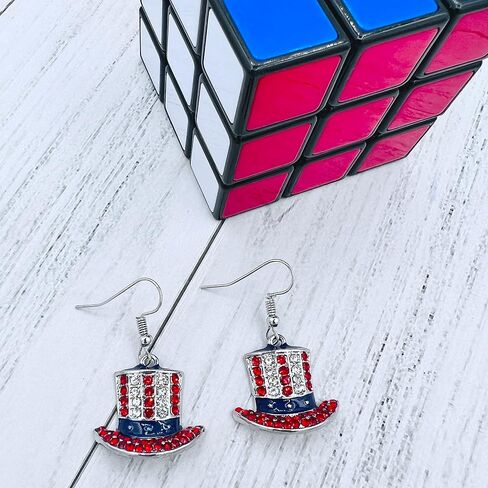 4th of July Earrings for Women - Fourth of July Accessories - Red White and Blue Necklace - American Patriotic Flag Earrings - Stars & Stripes - Memorial Day Earrings - Veterans' Day in Saudi Arabia