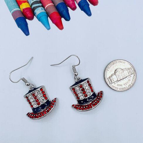 4th of July Earrings for Women - Fourth of July Accessories - Red White and Blue Necklace - American Patriotic Flag Earrings - Stars & Stripes - Memorial Day Earrings - Veterans' Day in Saudi Arabia