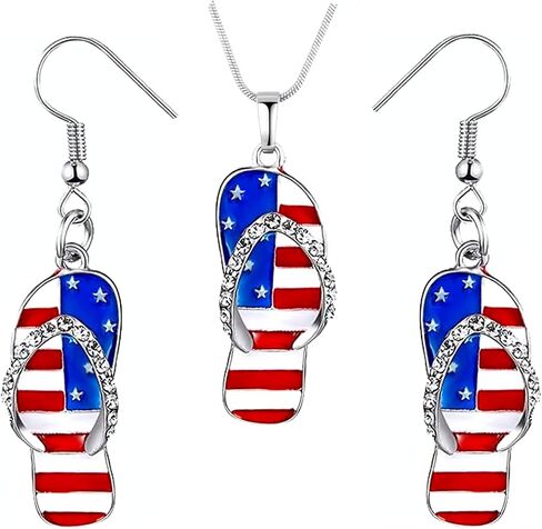4th of July Earrings for Women - Fourth of July Accessories - Red White and Blue Necklace - American Patriotic Flag Earrings - Stars & Stripes - Memorial Day Earrings - Veterans' Day in Saudi Arabia