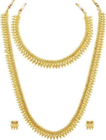 مجموعة مجوهرات قلادة زفاف هندية مطلية بالذهب عيار 18 قيراط من I Jewels على طراز بوليوود للنساء/الفتيات (MC116-123FL) in Saudi Arabia