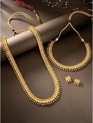 مجموعة مجوهرات قلادة زفاف هندية مطلية بالذهب عيار 18 قيراط من I Jewels على طراز بوليوود للنساء/الفتيات (MC116-123FL) in Saudi Arabia