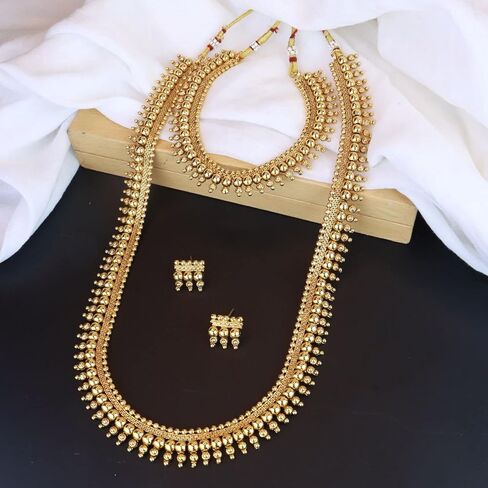 مجموعة مجوهرات قلادة زفاف هندية مطلية بالذهب عيار 18 قيراط من I Jewels على طراز بوليوود للنساء/الفتيات (MC116-123FL) in Saudi Arabia