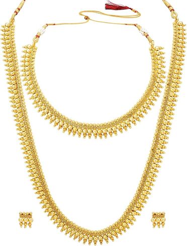 مجموعة مجوهرات قلادة زفاف هندية مطلية بالذهب عيار 18 قيراط من I Jewels على طراز بوليوود للنساء/الفتيات (MC116-123FL) in Saudi Arabia