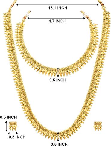 مجموعة مجوهرات قلادة زفاف هندية مطلية بالذهب عيار 18 قيراط من I Jewels على طراز بوليوود للنساء/الفتيات (MC116-123FL) in Saudi Arabia