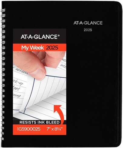 مخطط AT-A-GLANCE 2025، أسبوعي، 7 بوصة × 8-3/4 بوصة، متوسط، نمط عمود، DayMinder، أسود (G5900025) in Kuwait