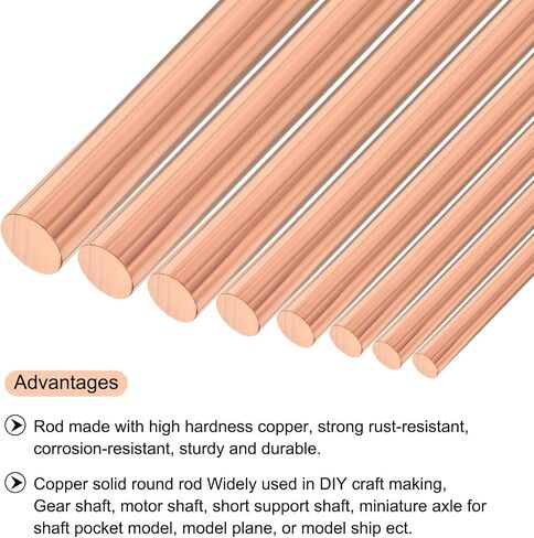 MECCANIXITY 5 Pack Pure Copper Round Rod 5mm/0.2 Inch Diameter 300mm/12 Inch Length Solid Copper Rod Lathe Bar Stock for DIY Metal Craft Metal Working Hobbies in Saudi Arabia