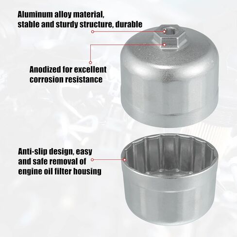 X AUTOHAUX 86mm 16 Flutes Car Oil Filter Wrench Oil Filter Socket Wrench Housing Cap Socket Remover Tools for BMW for Volvo Silver Tone in Saudi Arabia