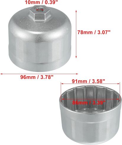 X AUTOHAUX 86mm 16 Flutes Car Oil Filter Wrench Oil Filter Socket Wrench Housing Cap Socket Remover Tools for BMW for Volvo Silver Tone in Saudi Arabia