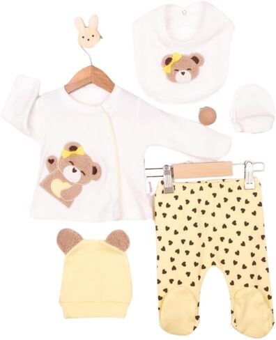 Newborn Infant Baby Boy Clothes Print Long Sleeve Bodysuit + Pants + Hat 5 PCS Outfits Set in Saudi Arabia