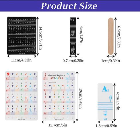 Piano Key Stickers 88 Key Piano Notes Guide Removable Letters Piano Keyboard Stickers for All Piano Keys Transparent Note Guie（Rainbow Colors） in Saudi Arabia