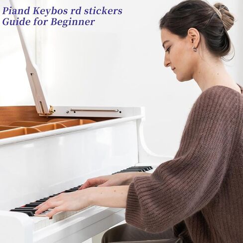 Piano Key Stickers 88 Key Piano Notes Guide Removable Letters Piano Keyboard Stickers for All Piano Keys Transparent Note Guie（Rainbow Colors） in Saudi Arabia