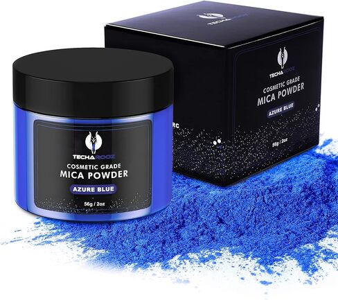 مسحوق الميكا الأزرق السماوي لراتنجات الإيبوكسي 56 جم / 2 أونصة. برطمان - مسحوق صبغ ملون من الراتنج من TECHAROOZ لملمع الشفاه والأظافر وتلوين كرات الاستحمام الفوارة وصناعة الصابون وطين البوليمر in Kuwait
