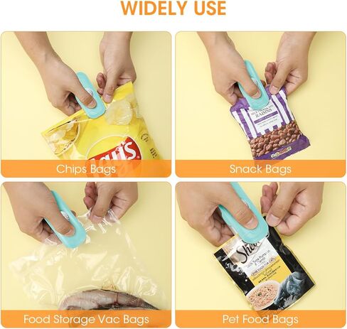 Aieve Bag Sealer Mini، 2 في 1 حقيبة مانعة للتسرب مع قطاعة، USB-C قابلة لإعادة الشحن حقيبة السدادة مع ظهر مغناطيسي، حقيبة محمولة صغيرة للأكياس البلاستيكية والوجبات الخفيفة وتخزين المواد الغذائية، أزرق in Kuwait