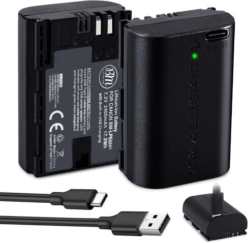 BM Premium LP-E6NH Battery with Built-in USB-C Charging Port for Canon EOS R, EOS R5, EOS R6, EOS R6 II, EOS R7, EOS 90D, EOS 60D, EOS 70D, EOS 80D, EOS 5D IV, EOS 6D II, EOS 7D, EOS 7D II Cameras in Saudi Arabia