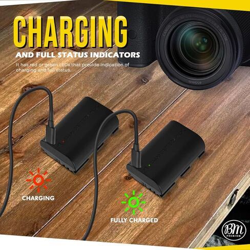 BM Premium LP-E6NH Battery with Built-in USB-C Charging Port for Canon EOS R, EOS R5, EOS R6, EOS R6 II, EOS R7, EOS 90D, EOS 60D, EOS 70D, EOS 80D, EOS 5D IV, EOS 6D II, EOS 7D, EOS 7D II Cameras in Saudi Arabia