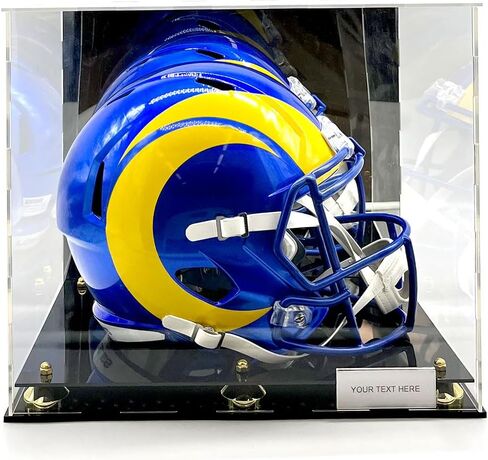 صندوق عرض أكريليك لخوذة كرة القدم بالحجم الكامل، صندوق عرض ذهبي بمرآة بمستويين للأحذية حماية من الأشعة فوق البنفسجية in Kuwait