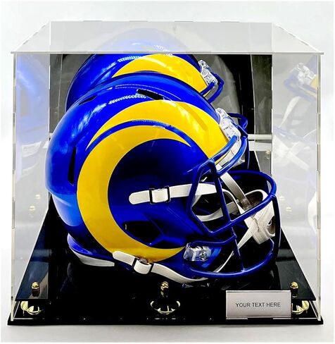 صندوق عرض أكريليك لخوذة كرة القدم بالحجم الكامل، صندوق عرض ذهبي بمرآة بمستويين للأحذية حماية من الأشعة فوق البنفسجية in Kuwait