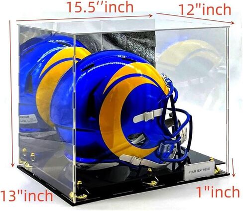 صندوق عرض أكريليك لخوذة كرة القدم بالحجم الكامل، صندوق عرض ذهبي بمرآة بمستويين للأحذية حماية من الأشعة فوق البنفسجية in Kuwait