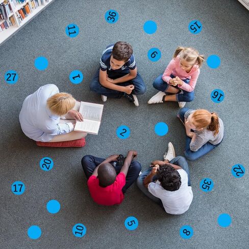 50 Pcs Carpet Spots Markers with Numbers for Kids Classroom, IKAYAS Carpet Circles Carpet Markers for Elementary School Teacher Supplies, Number 1-36 and 14Pcs Carpet Dots Carpet Spots for Classroom in Kuwait