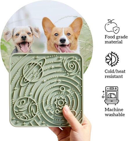 OHMO Lick Mat for Dogs and Cats(Small, Camo&Light Green, 2pcs) Enrichment Accessories Toy Space Star Easy Clean Pet Slow Feeder w/Suction Cups, Licking Pad for Anxiety Relief and Boredom Reduction in Saudi Arabia